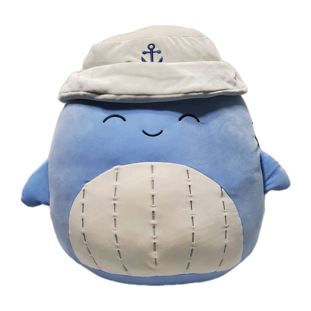 NWT Squishmallows Samir the Blue‎ Whale 16" Plush with Sailor Hat Kellytoy